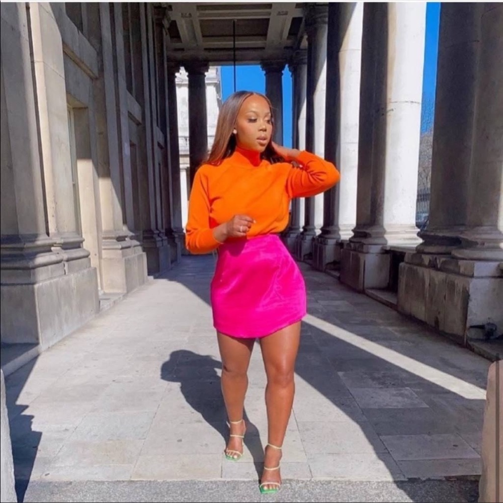 Zara pink satin effect skirt